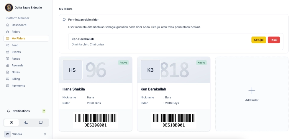 My Riders — callout permintaan untuk Anda