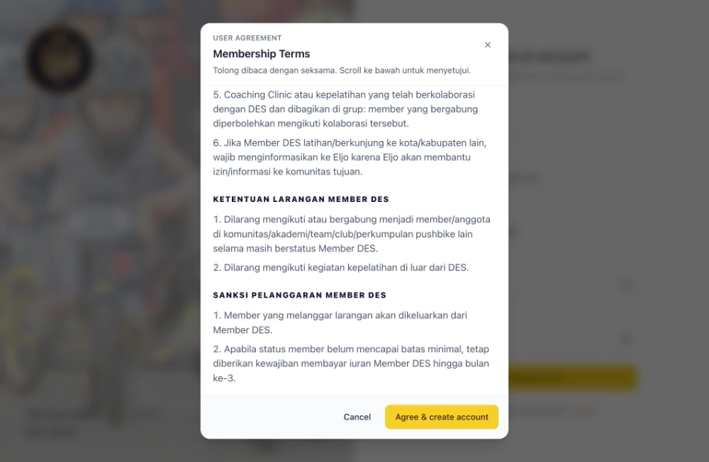 Registrasi — Modal user agreement