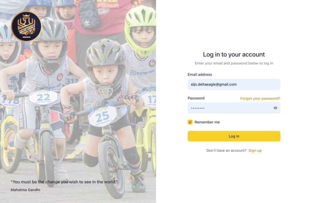 Registrasi — isi email dan password