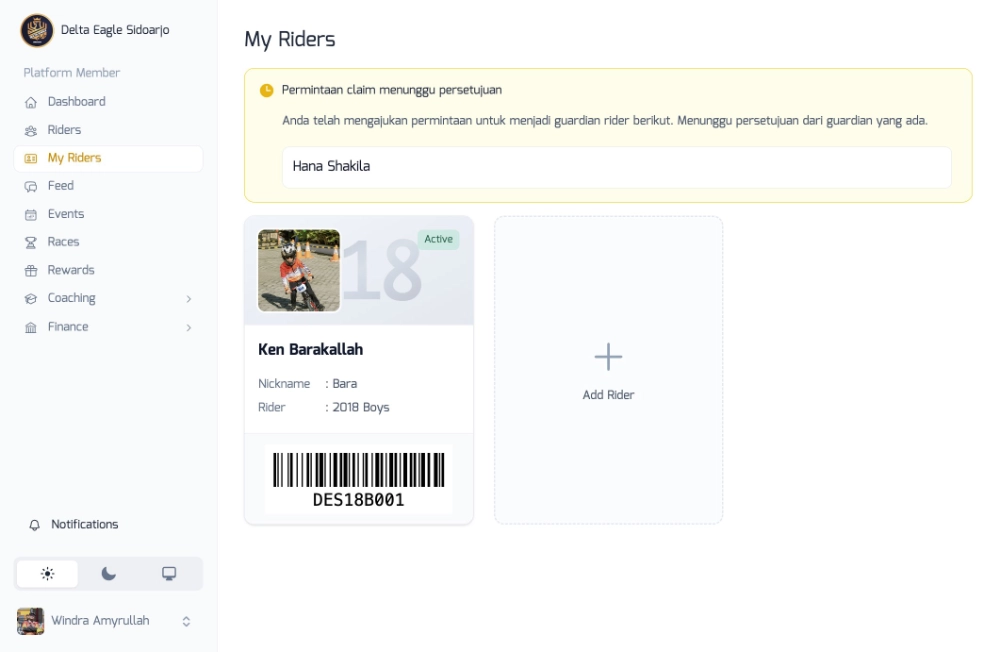 Riders — menunggu persetujuan claim